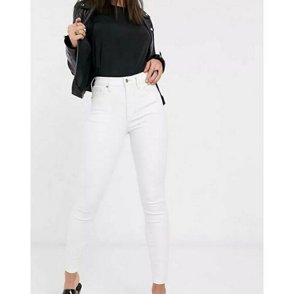 TOPSHOP Jamie Off White Recycled Cotton Blend Jeans Size 28 - Picture 1 of 12